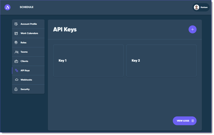 API Keys home