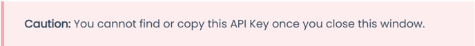 API key caution note