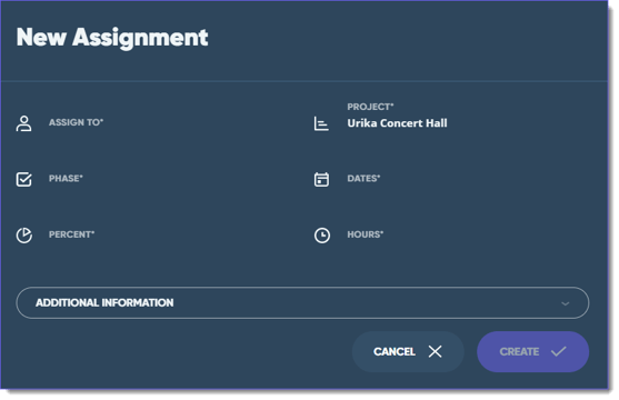 New Assignment Dialog