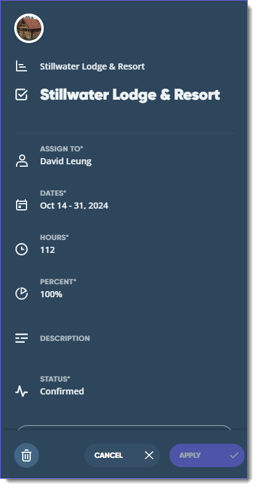 edit assign hours dialog