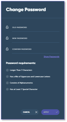 my settings change password