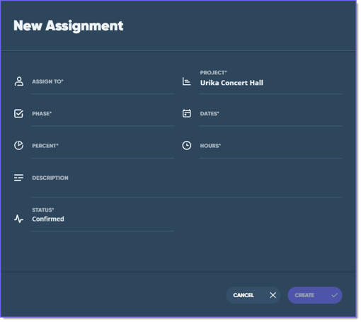 new assignment dialog new